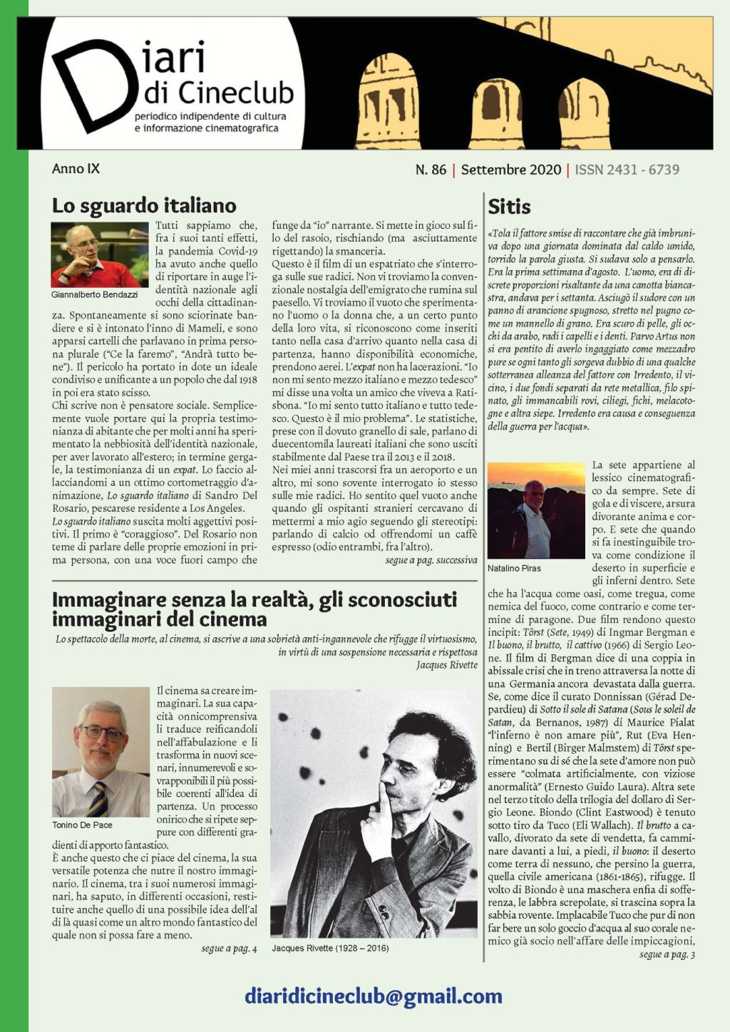 Diari di Cineclub: online il N. 86/ Settembre&nbsp;2020