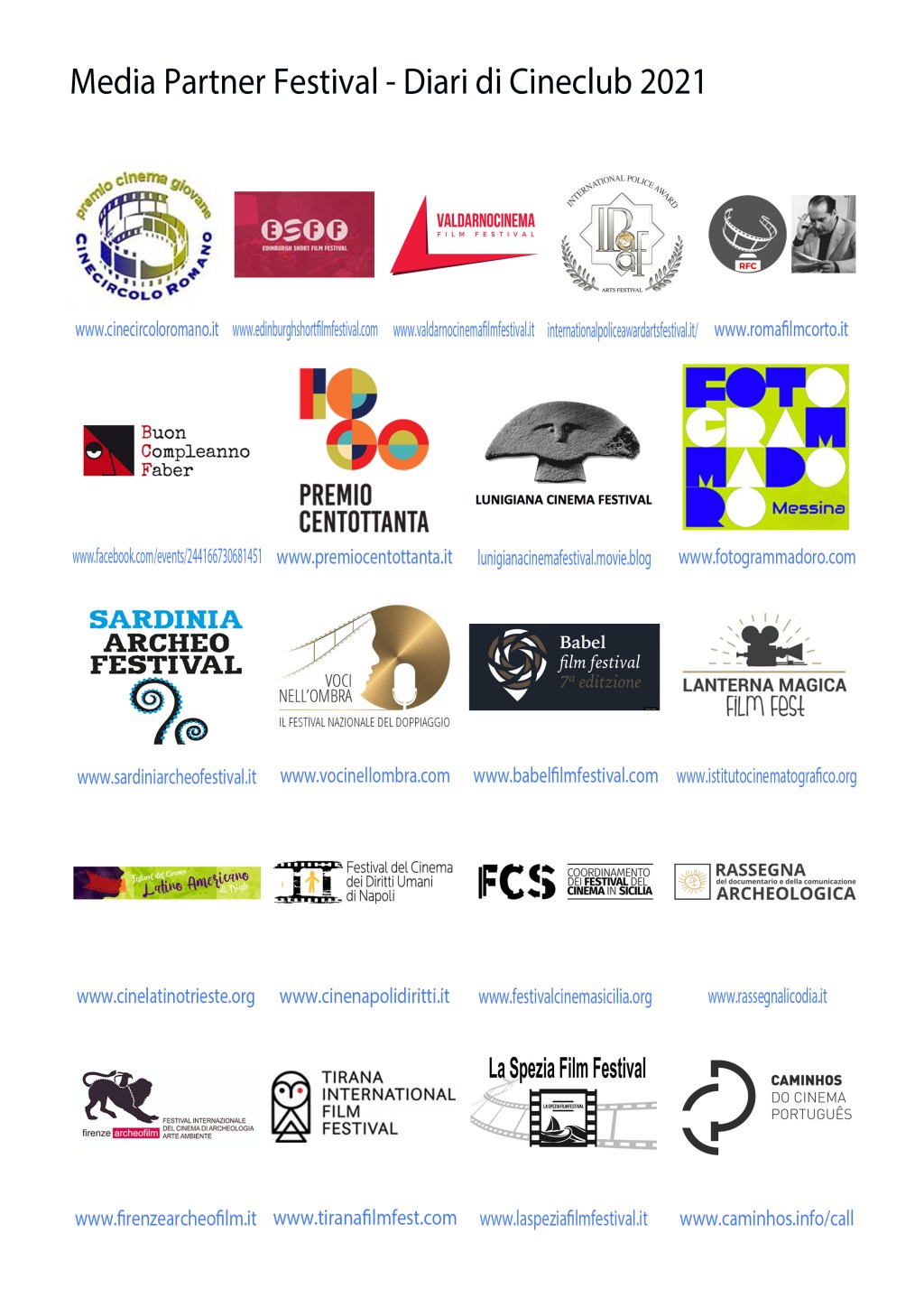 Diari di Cineclub Media Partner 2021 di Festival e manifestazioni nazionali/internazionali