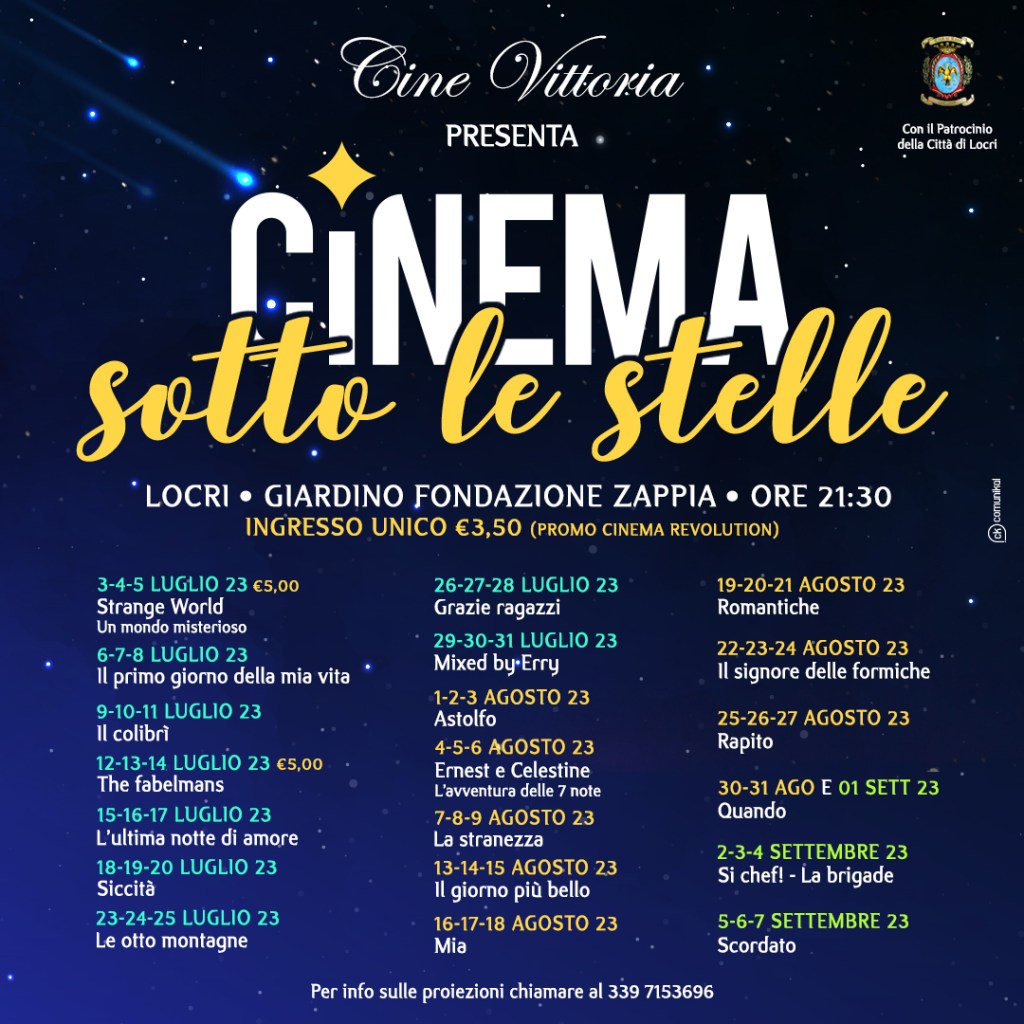 Locri (RC), Fondazione Zappia: al via “Cinema sotto le&nbsp;stelle”